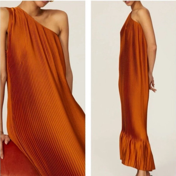Tome One Shoulder Pleated Copper Dress Size XS - Picture 1 of 7
